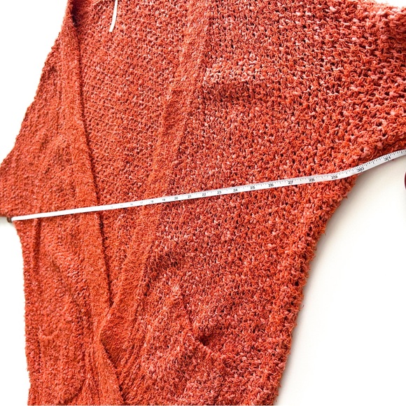 Free People Oh La La Cardigan Burnt Orange Open Knit Oversized L - Picture 11 of 15